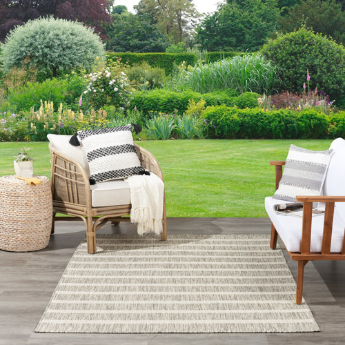 Rosecliff Heights Fanshawe Gray/Ivory Indoor/Outdoor Rug & Reviews